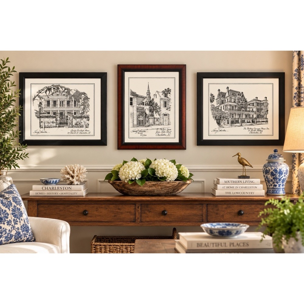 Tommy Johnston Charleston SC Signed Prints Set of 3 Framed Limited Edition Art